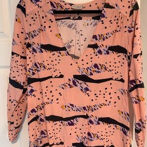 The ODELS Pink Patterned V-Neck short dress